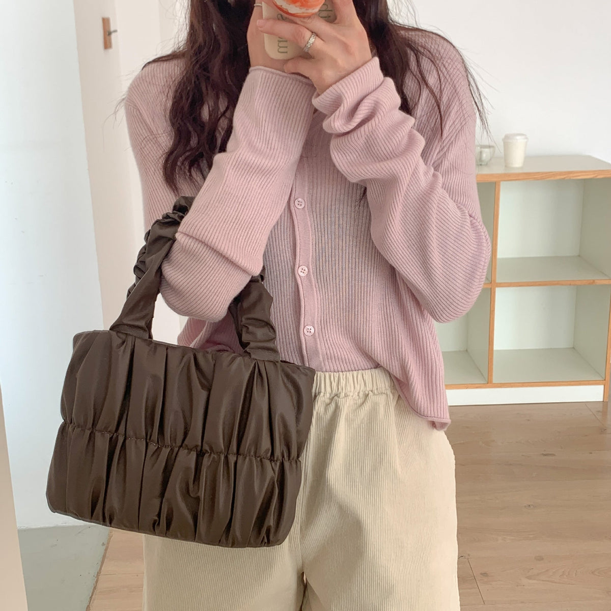 Women's Pleated Design Hand Carrying Commuter High-grade Handbags