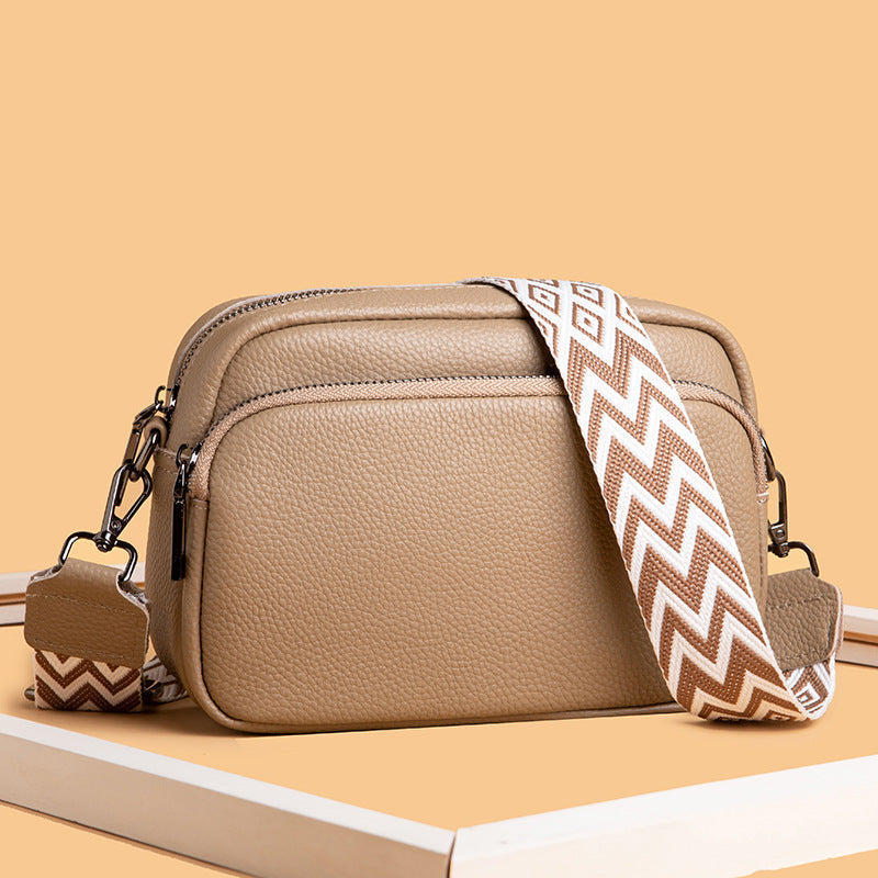Women's Layer Cowhide Fashion Simple Litchi Pattern Shoulder Bags