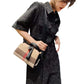 Women's Leather Saddle Dumpling Tide Plaid Shoulder Bags