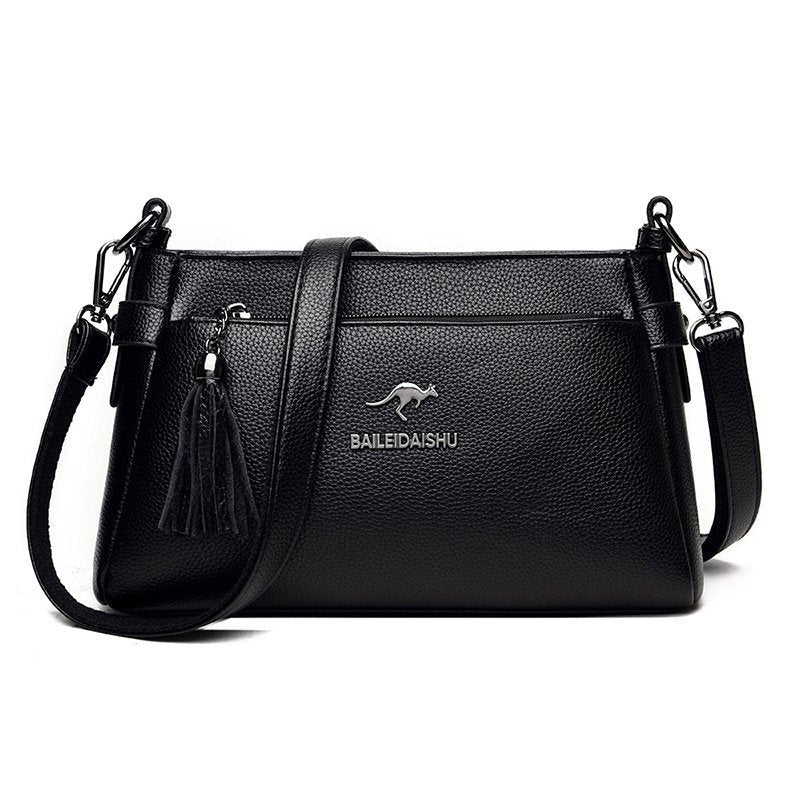 Women's Genuine Leather Tassel Trendy Korean Style Shoulder Bags