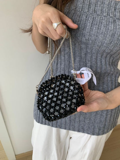 Clip Handmade Beaded Acrylic Horn Pearl Crossbody Bags