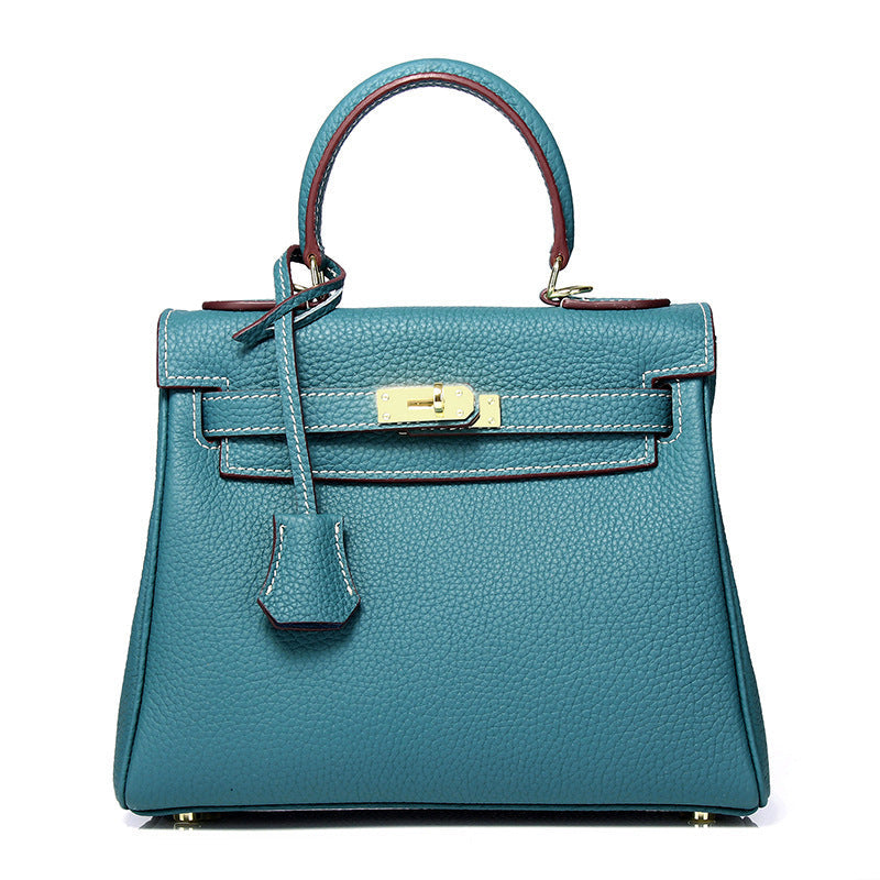 Women's High-grade Fashionable Genuine Leather Handmade Kelly First Layer Handbags