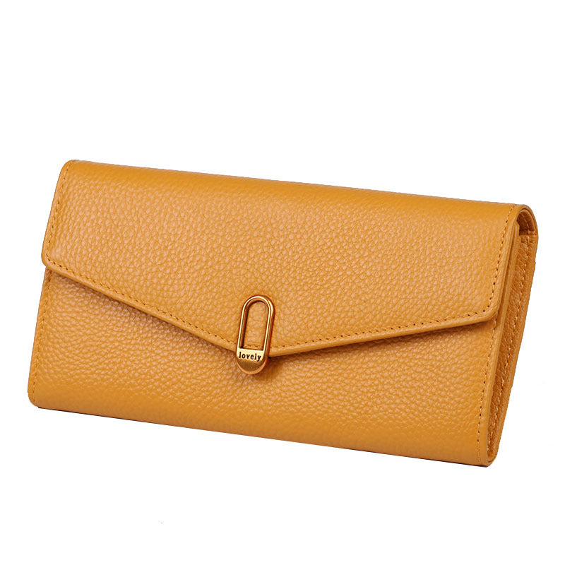 Women's First Layer Cowhide Long Soft Leather Card Holder