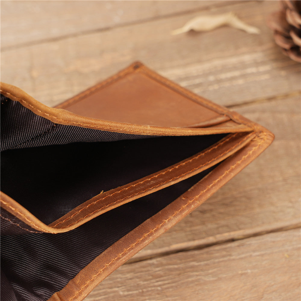 Men's Vintage Crazy Horse Leather Genuine Bank Ladies Wallets