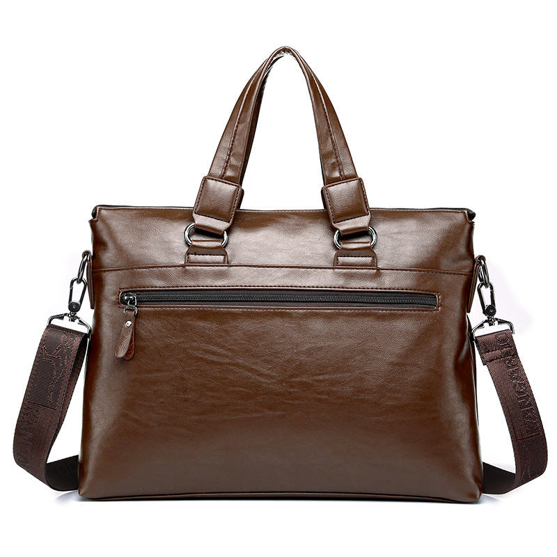 Men's Leather Horizontal Large Capacity Business Document Bags