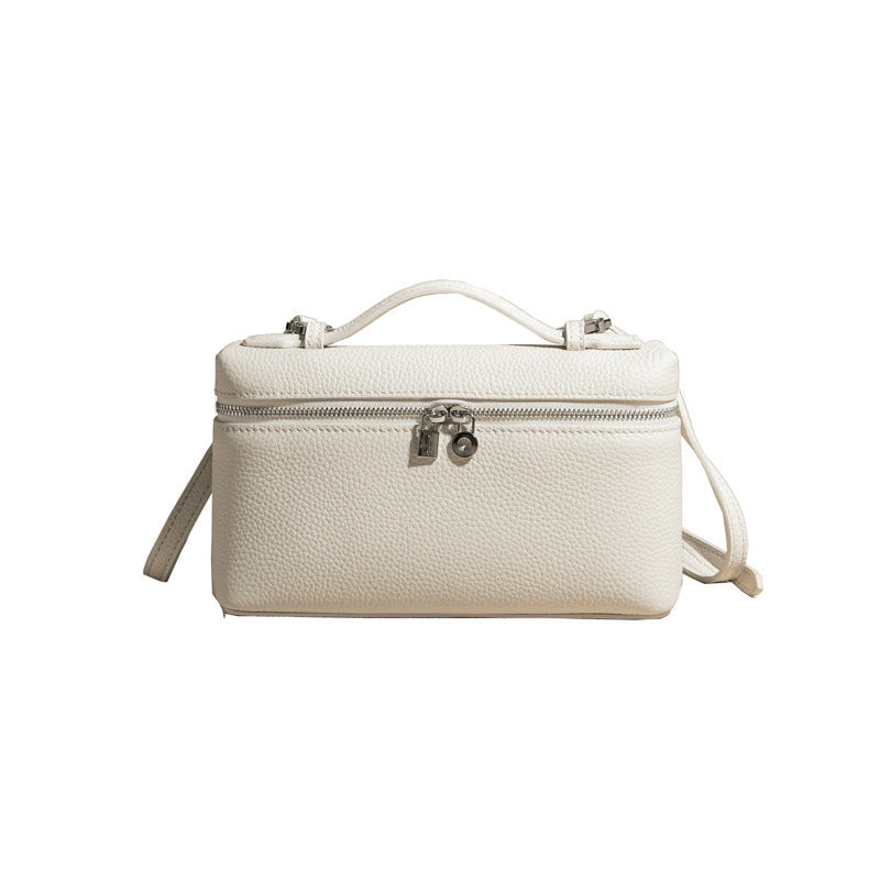 Women's Leather Niche Temperament Lunch Box Simple Small Square Bags