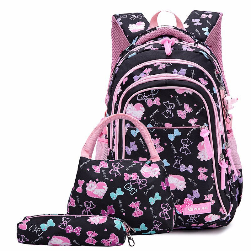 Charming Korean Style Waterproof Three-piece Set Middle School Students' Schoolbags