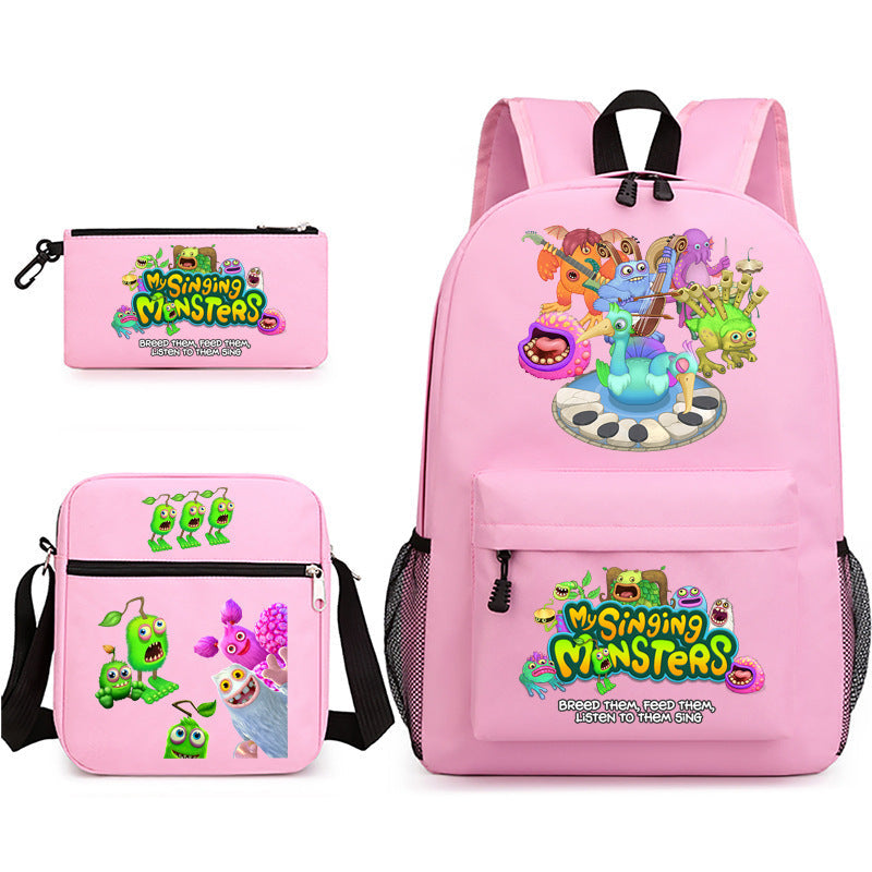 Game Monster Concert Pencil Three-piece Set Backpacks