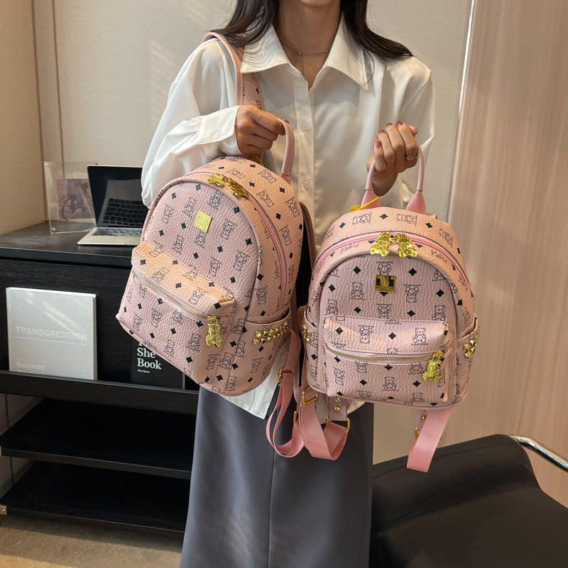 Women's Elegant Printed Bear Trend Versatile Backpacks