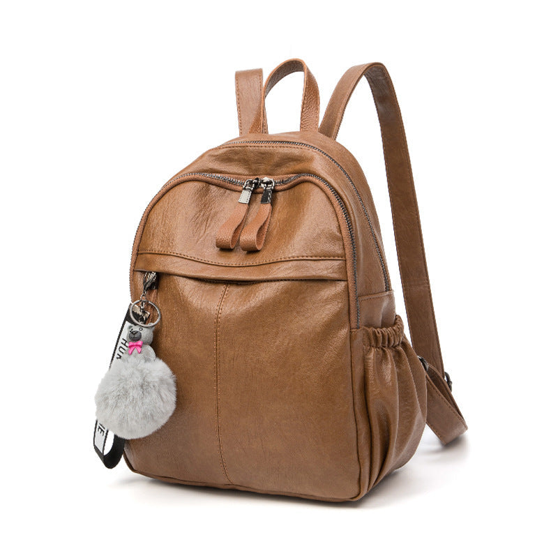 Women's Leather Korean Fashionable Fashion Large Capacity Backpacks