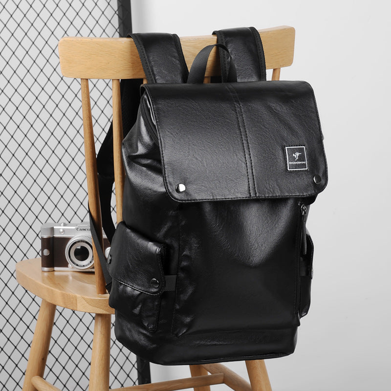 Men's Business Trendy College Leather Computer Backpacks