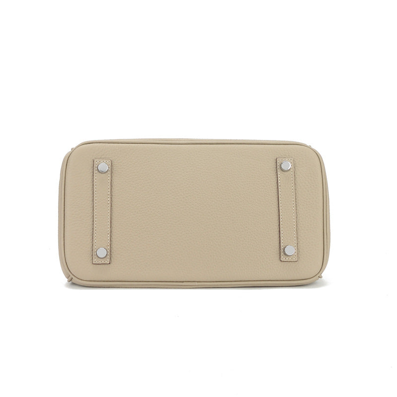 Sier Kelly Leather Large Capacity Litchi Handbags
