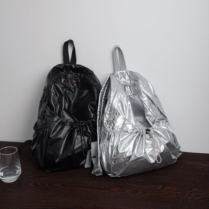 Women's Korean Drawstring Pleated Sier Style Lightweight Backpacks