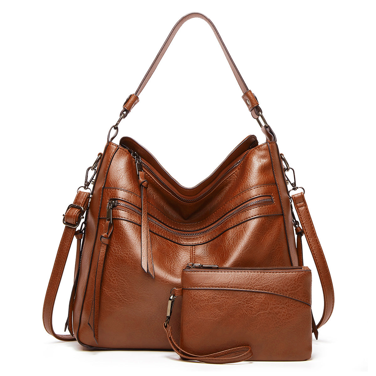 Attractive Women's Beautiful Trendy Double Zipper Shoulder Bags