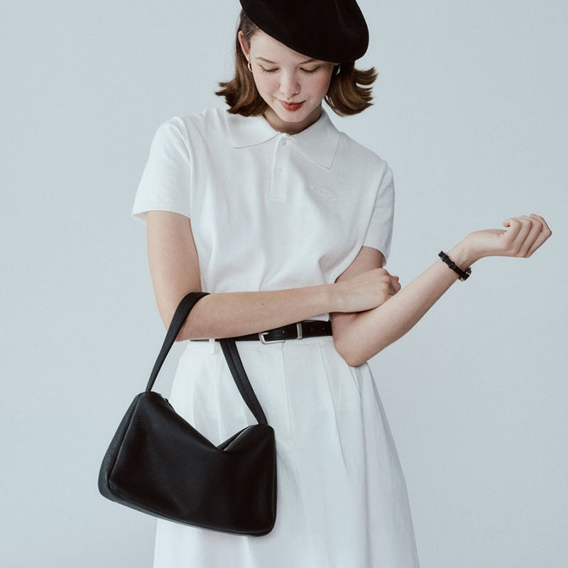 Women's Layer Cowhide French Underarm Portable Shoulder Bags