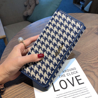 Women's Long Genuine Leather Canvas Large Capacity Ladies Wallets