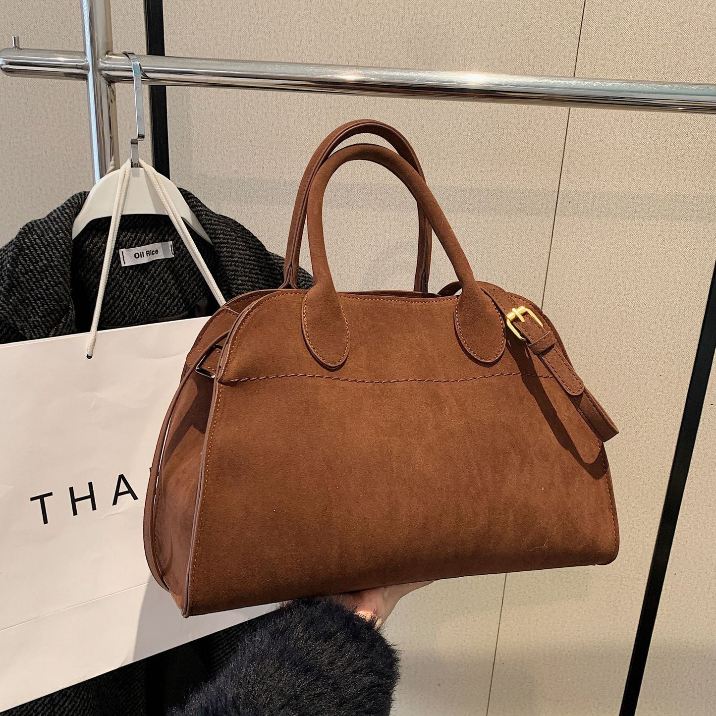 Bolsos de Mano Franceses de Gamuza de Gran Capacidad de Lujo Ligero
