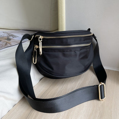 Women's Saddle Lightweight Nylon Oxford Cloth Semicircle Crossbody Bags