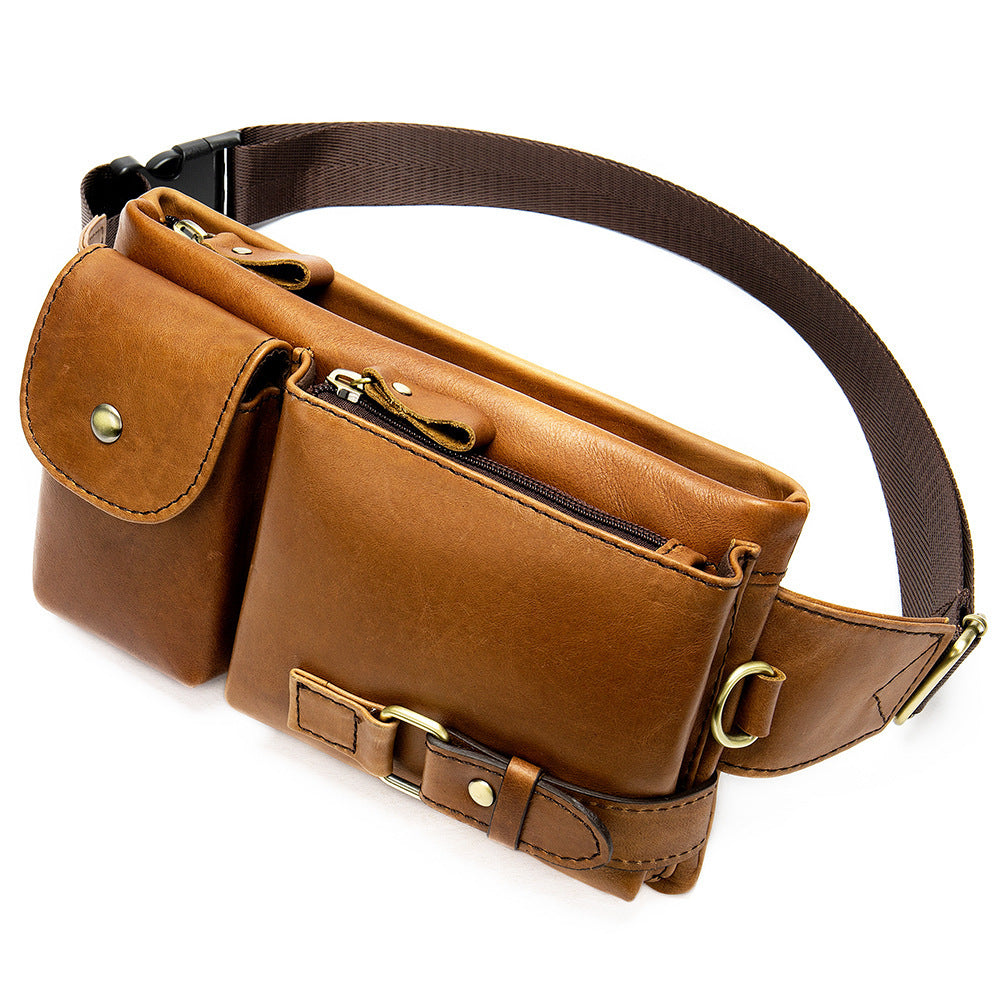 Men's Genuine Leather Mobile Business First Layer Men's Waist Packs