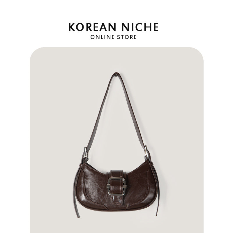 Women's Korean Contrast Color Baguette Advanced Texture Bags