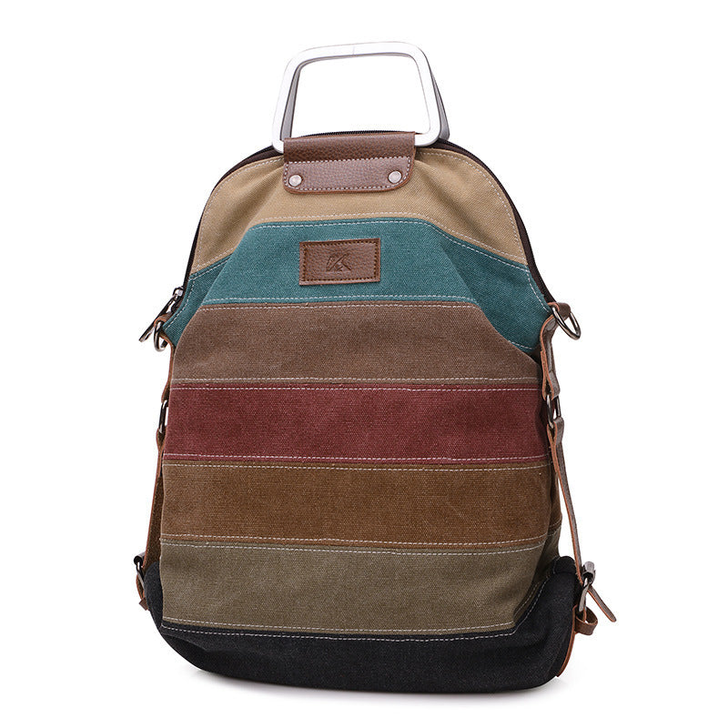 Women's Contrast Color Korean Style Canvas Large Crossbody Bags