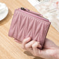 Women's Embroidered Folding Short Sheepskin Large Capacity Ladies Wallets