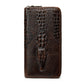 Men's Crocodile Pattern Cowhide Long Swiping Clutch Men's Wallets