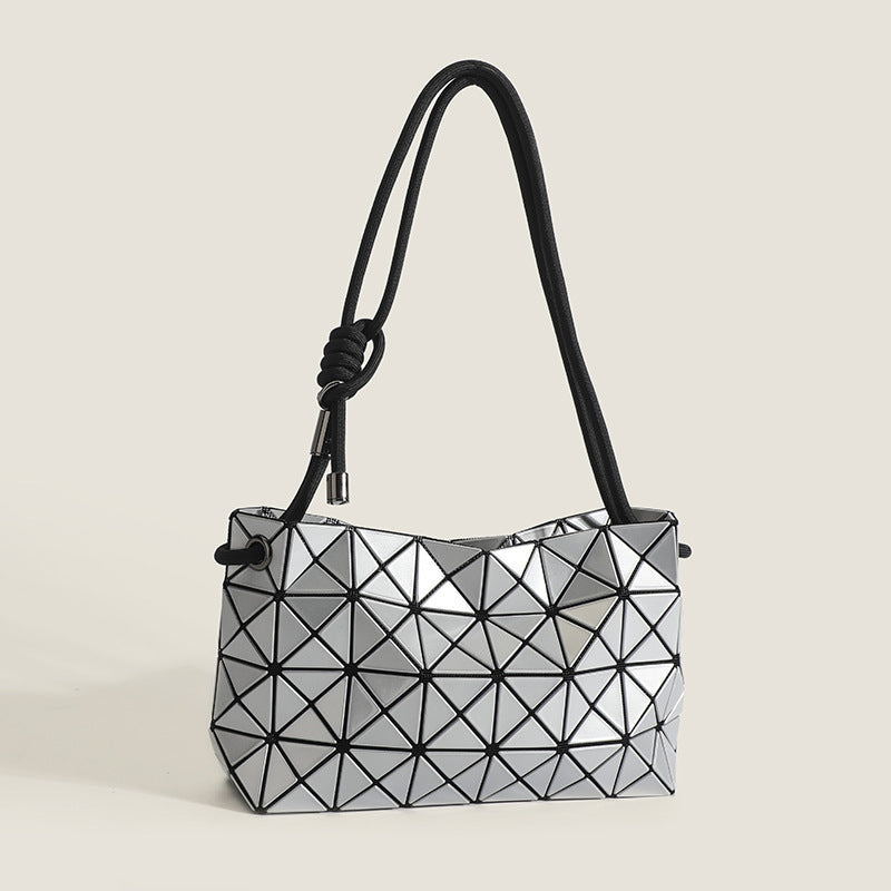 Women's High Quality Rhombus Geometric Underarm Drawstring Bags