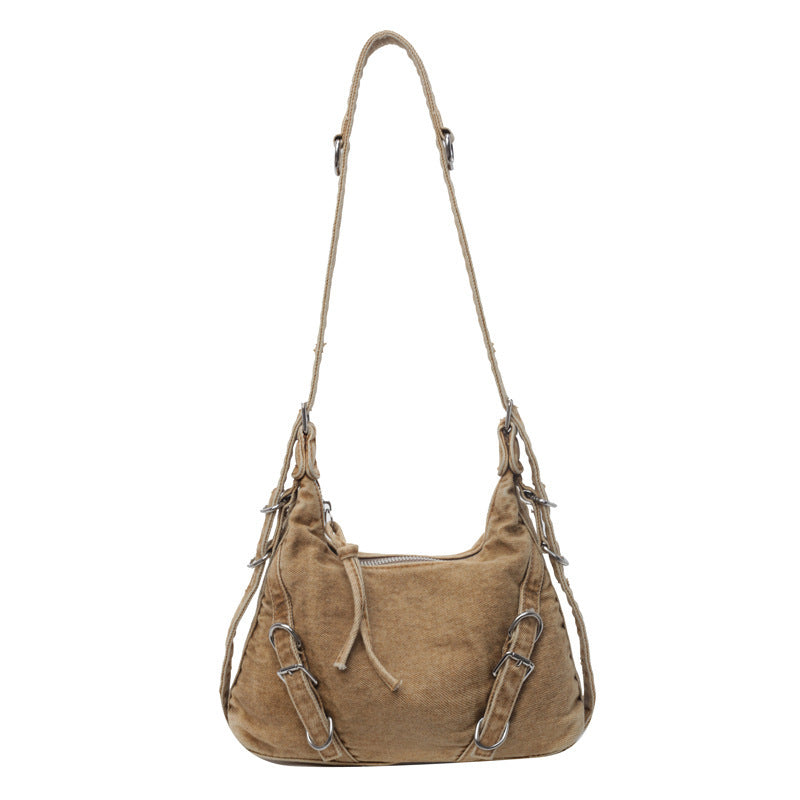 Korean Style Large Capacity Denim Underarm Crossbody Bags