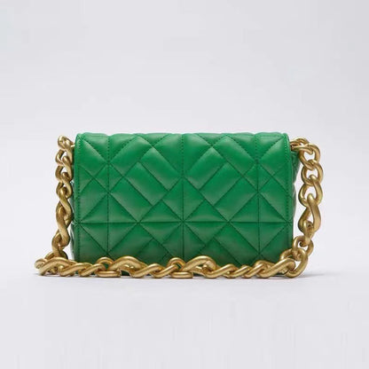 Check Thick Chain Quilted Rice Word Crossbody Bags