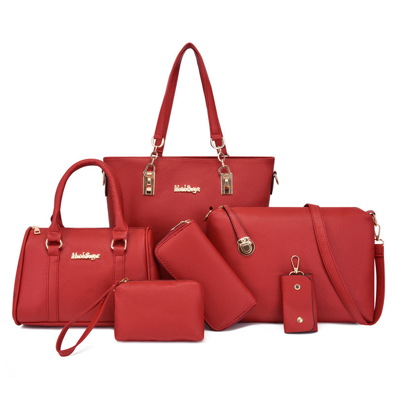 Spring Solid Color Litchi Pattern Mother Handbags
