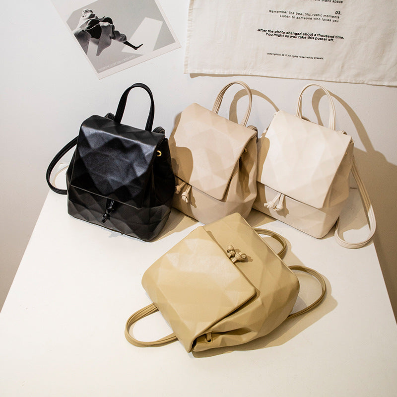 Women's Geometric Rhombus Fashionable Solid Color Drawstring Backpacks