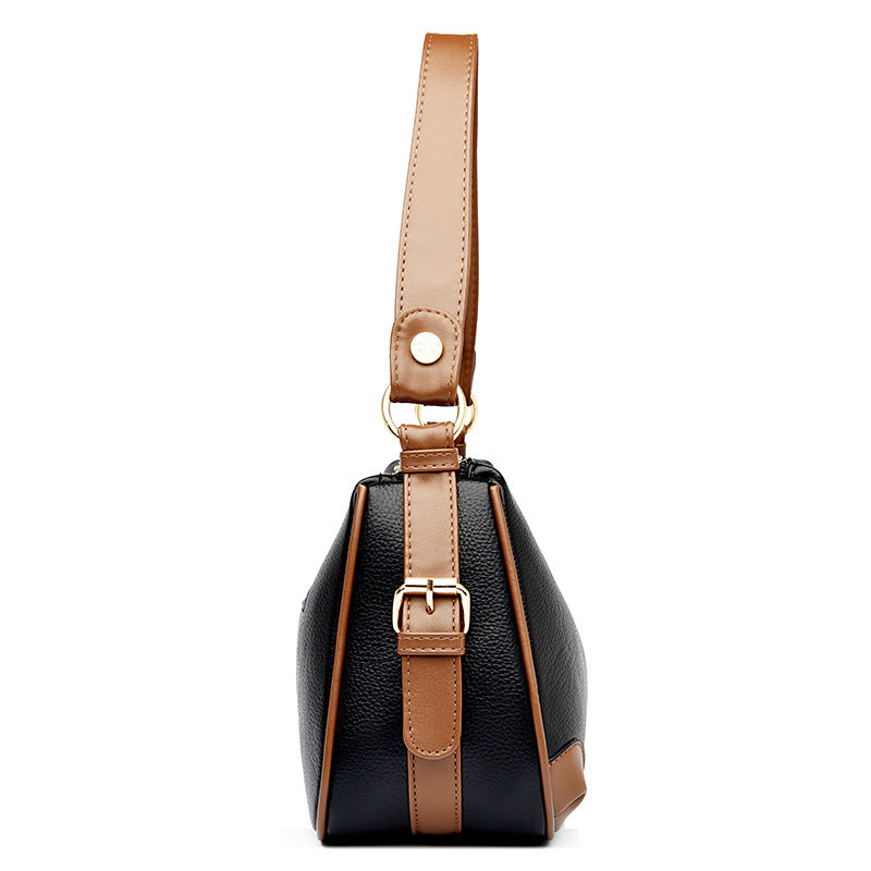 Women's Genuine Leather Mom Large Capacity Contrast Bags