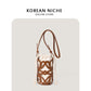 Women's Design Hollow Drawstring Canvas Cylindrical Pouch Crossbody Bags