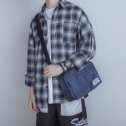 Men's Korean Simple Oxford Cloth Street Green Men's Shoulder Bags