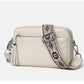 Women's First Layer Cowhide Vintage Embroidery Thread V Grid Crossbody Bags
