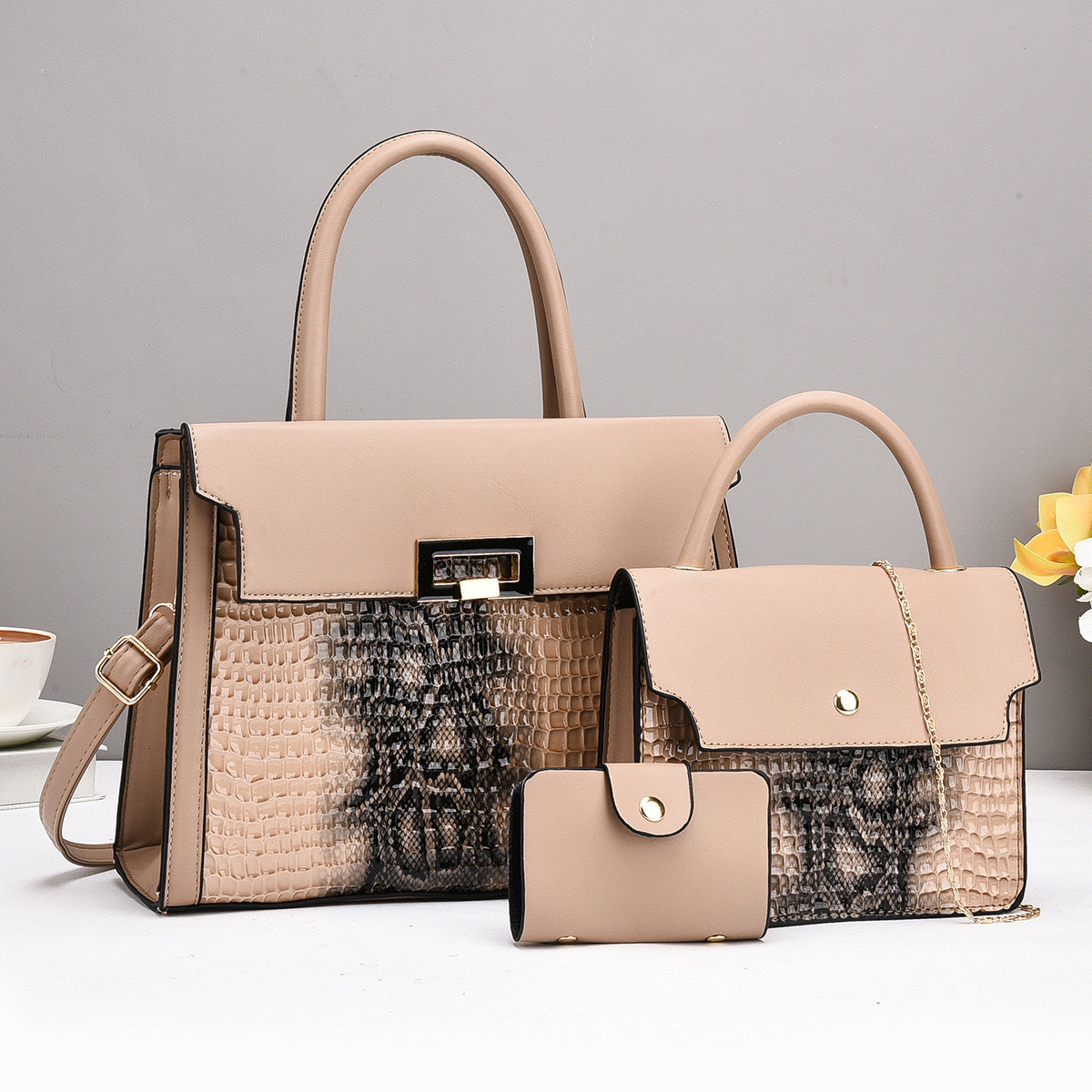Snakeskin Pattern Simple Advanced Large Capacity Crossbody Bags