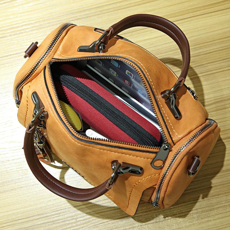 Women's Fashion Soft Leather Boston Pillow Simple Crossbody Bags