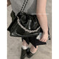 Women's Retro Advanced Texture Underarm Simple Pleated Small Square Bags