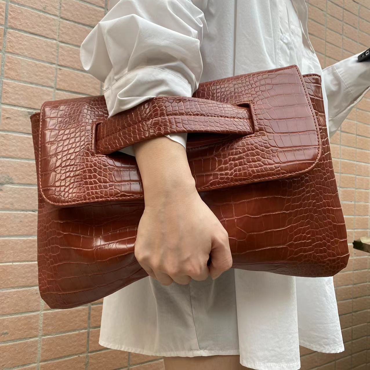 Pattern Strap Clutch Large Capacity File Handbags