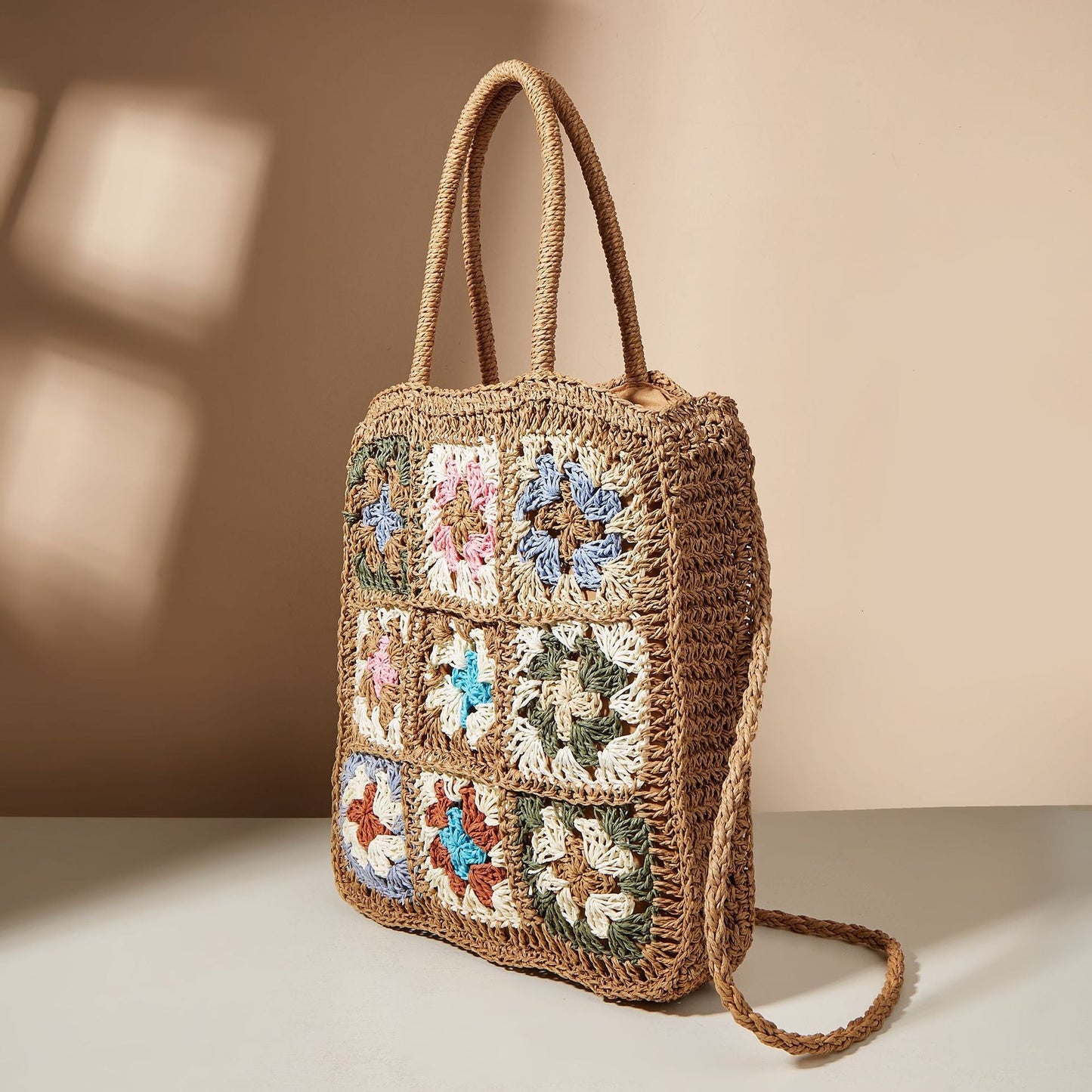 Women's Straw Flower Beach Ethnic Style Hand Shoulder Bags