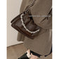 Women's Retro Advanced Texture Underarm Simple Pleated Small Square Bags