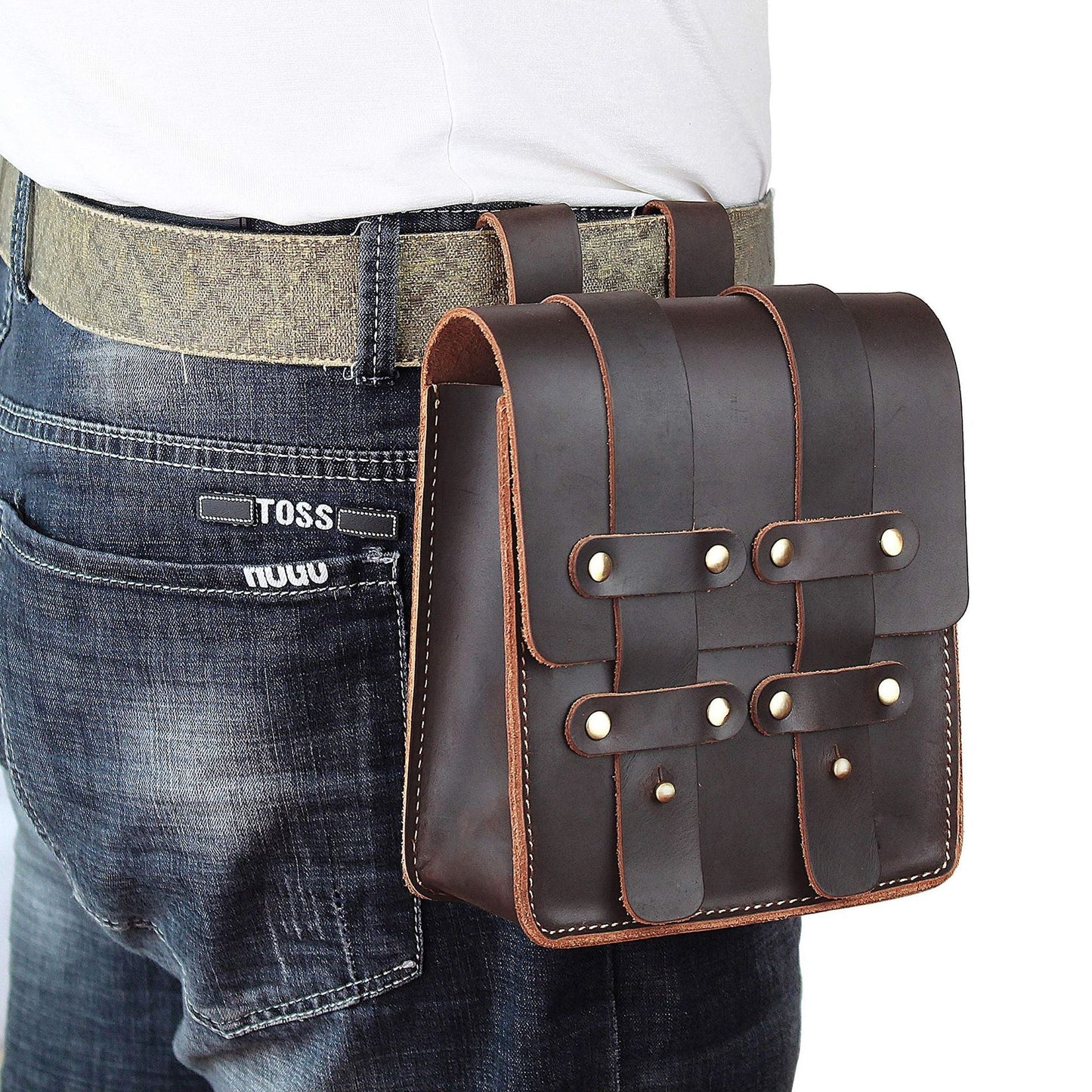 Women's & Men's & Vintage Pants Pannier Crazy Horse Genuine Phone Bags