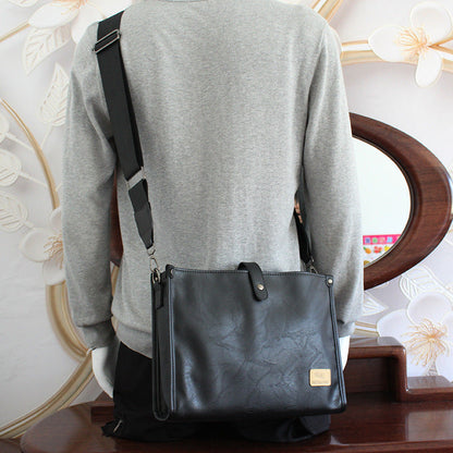 Men's Business Large Capacity Simple Leather Black Men's Messenger Bags