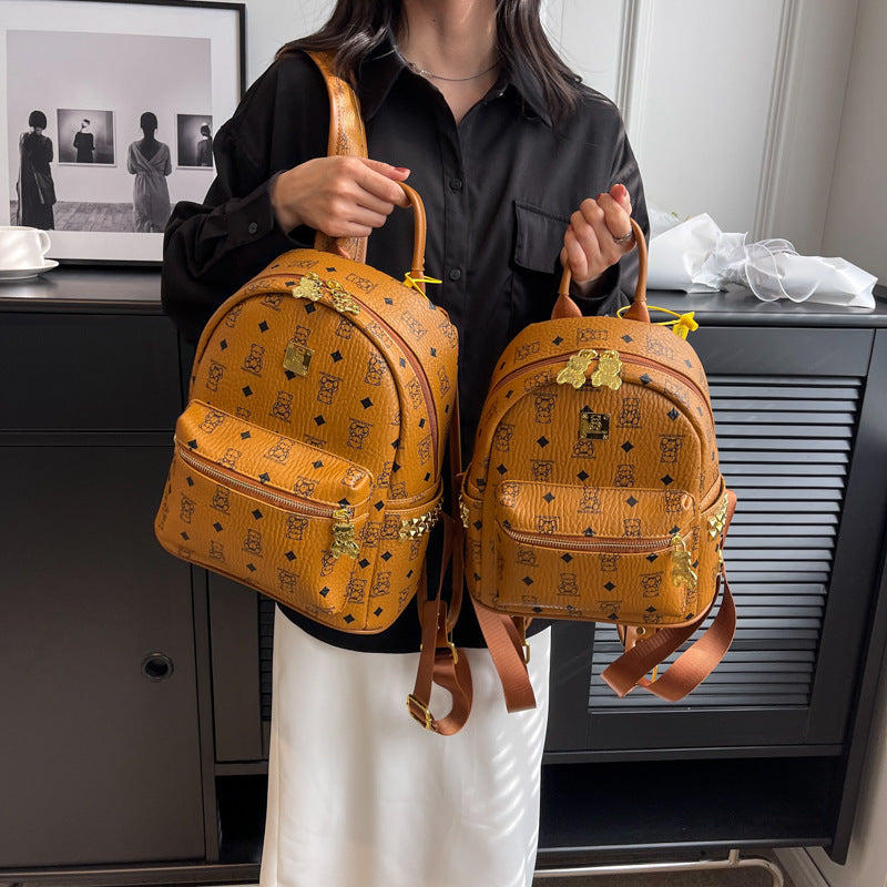 Women's Elegant Printed Bear Trend Versatile Backpacks