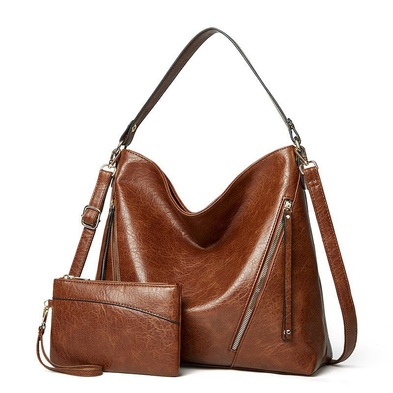 Women's Large Capacity Commuter Underarm Solid Color Soft Shoulder Bags