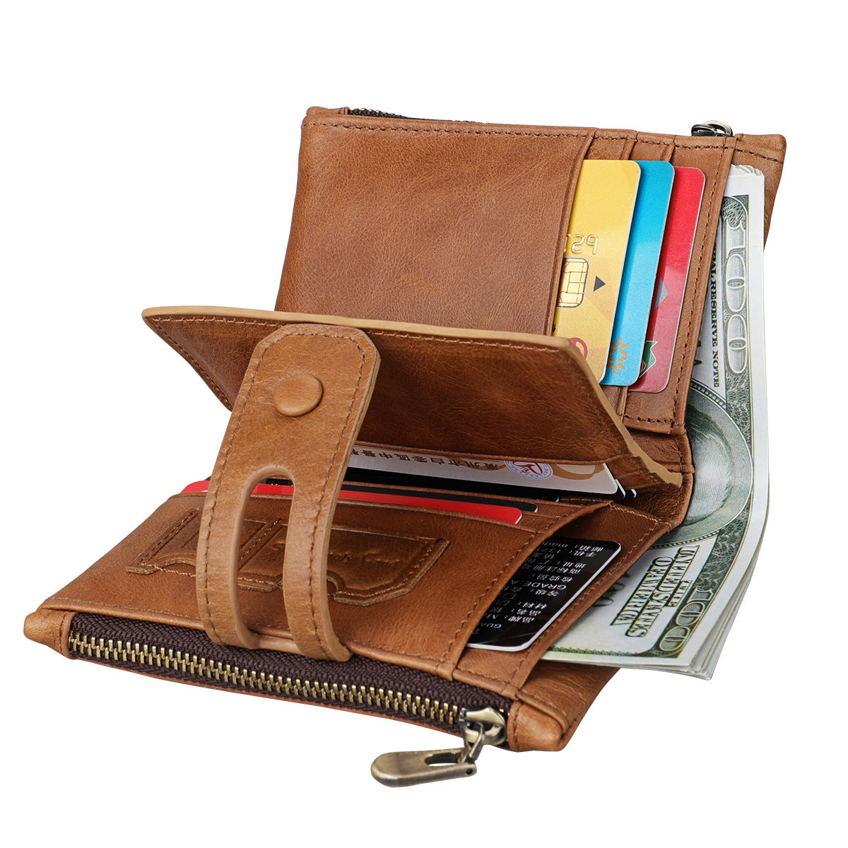 Man Swiping First Layer Cowhide Crazy Men's Wallets