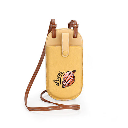 Women's First Layer Cowhide Mini Vertical Mobile Phone Bags