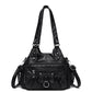 Women's Mom Large Capacity Stitching Washed Leather Shoulder Bags