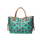 Women's Large Capacity Totes Striped Embossed Flower Shoulder Bags